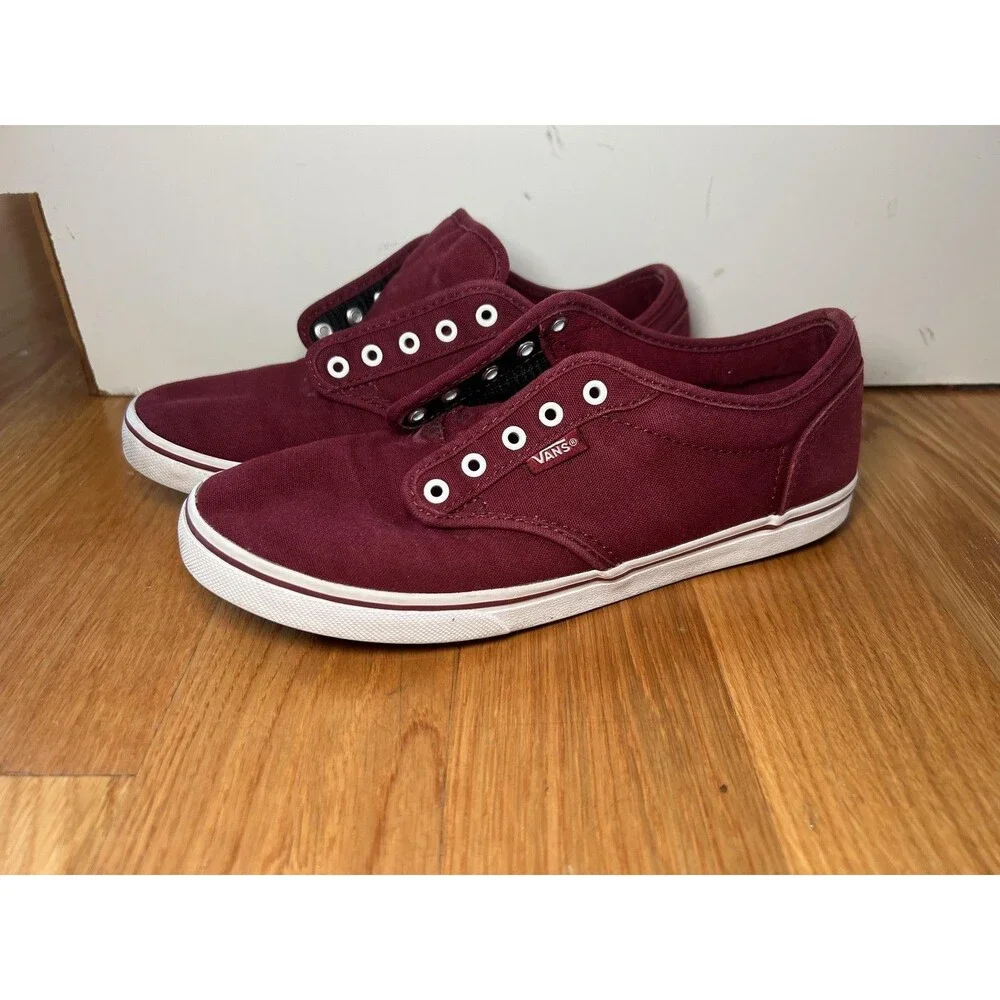 Vans Shoes Womens Size 6.5 Burgundy Canvas Low Top Skate Sneakers Casual